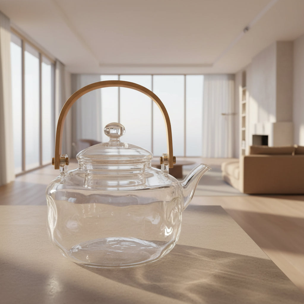 Clear glass teapot
