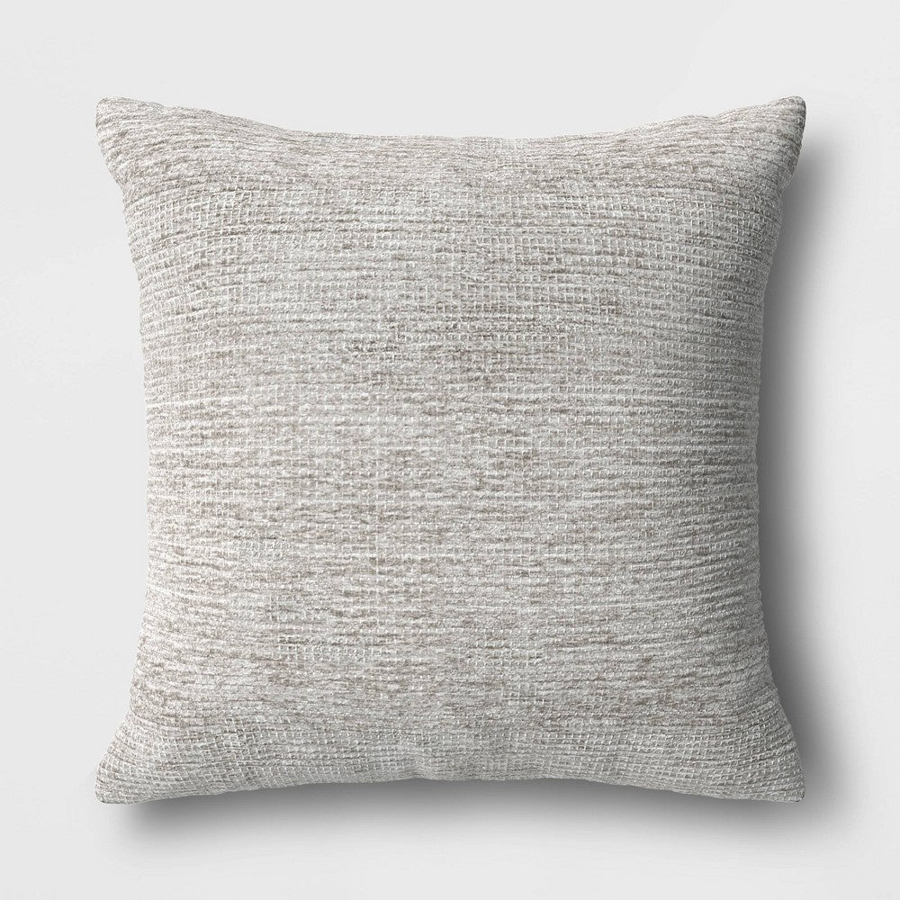 Checkerboard Woven Cotton Square Throw Pillow Gray - Room Essentials: Indoor Jacquard Design, Viscose Blend, Polyester Fill